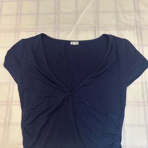 Garage Navy V-Neck Crop Top